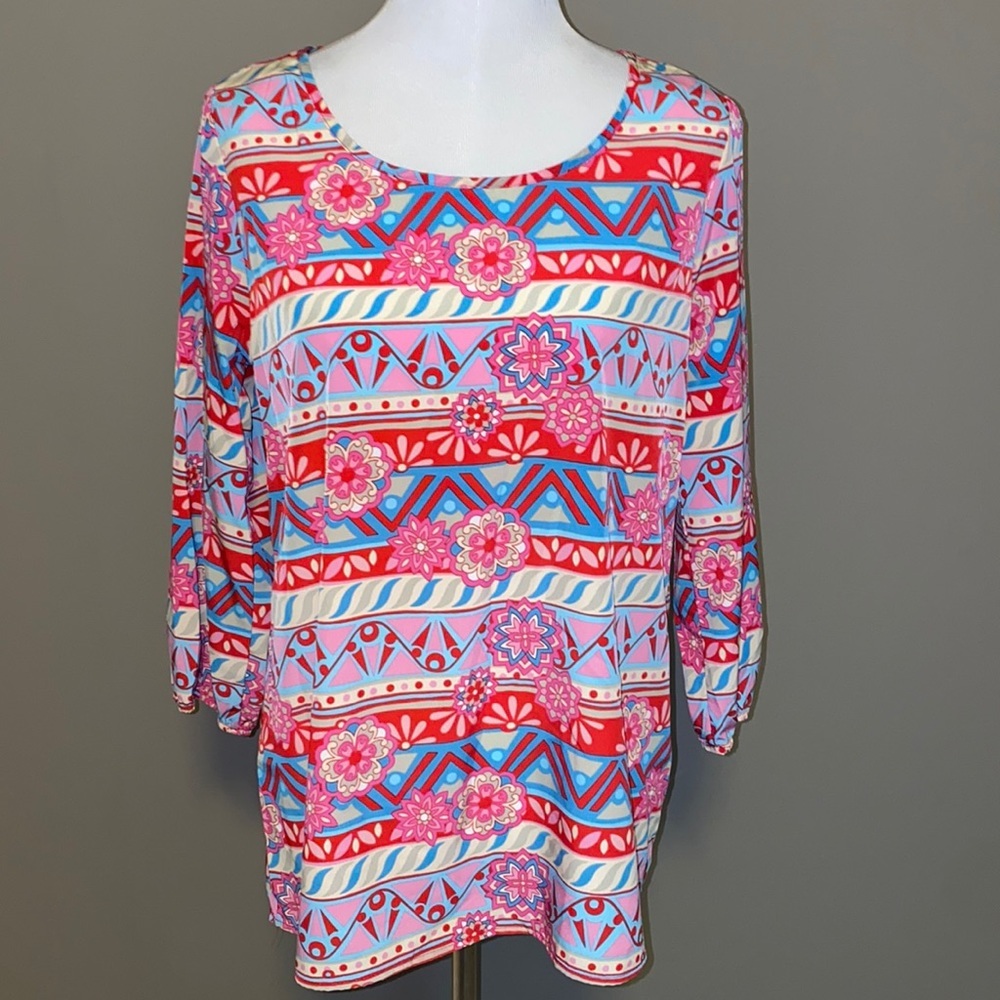 Floral Blouse, 3/4 length sleeves